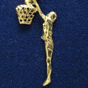 Gold Charm / Pendant 14k Gold, Girl's Basketball Sports Theme